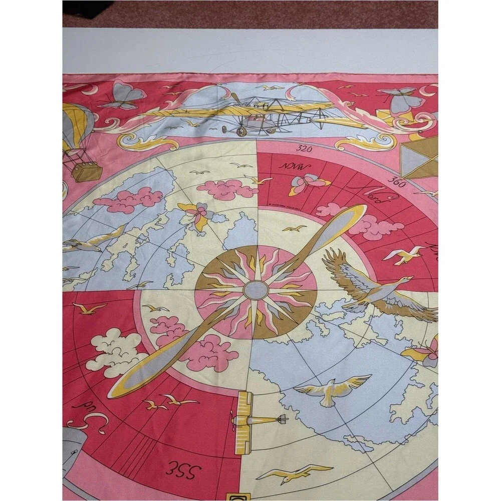 Vintage Projectif Silk Scarf Commemorative CFM Power of Flight Aviation History